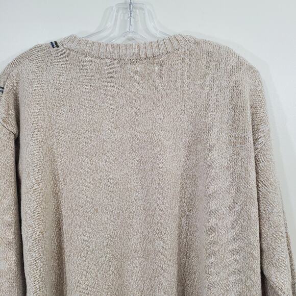 Haggar Men Sweater Striped Long Sleeve Oatmeal Blue and Green Strips XXL Vtg - Picture 9 of 15